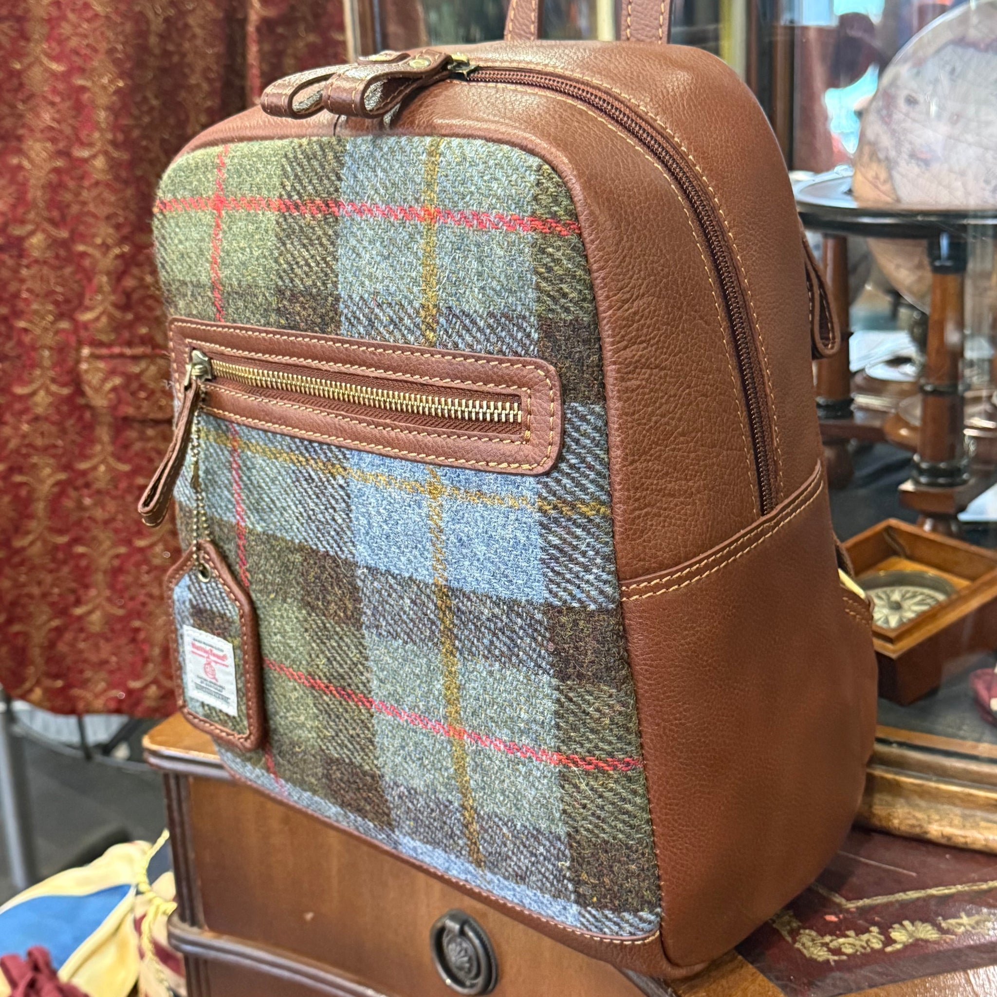 The Alice Ruck Sack Leather & Harris Tweed Bag