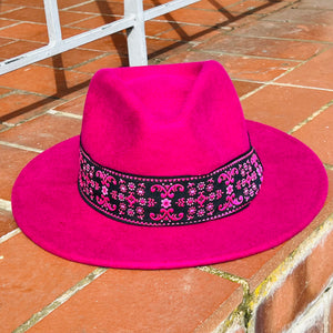 Unique Fuchsia Fedora with Custom Wide Band