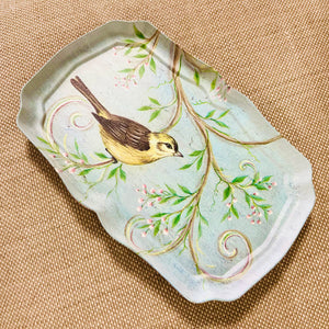 Vintage Style Metal Tray With Birds