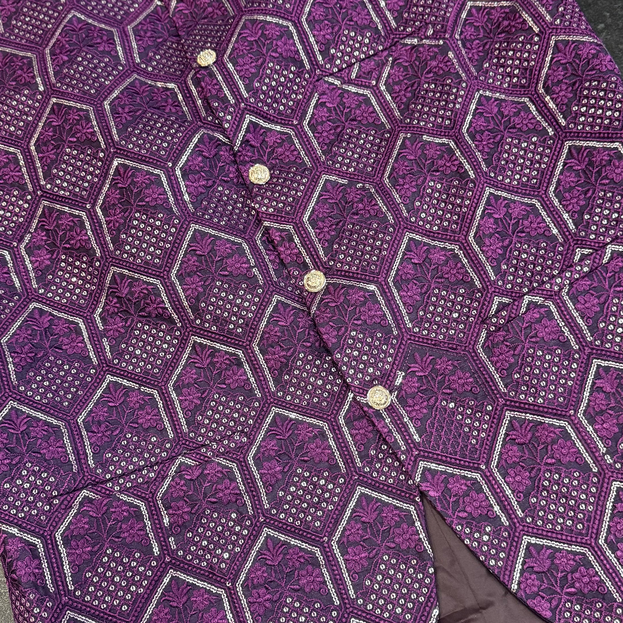 A Jacob Sequinned Purple & Silver Mandarin Jacket