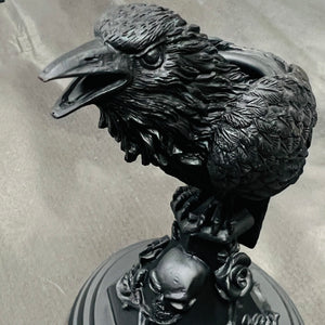 Poe’s Raven Candlestick With Skull & Roses