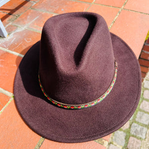 Unique Brown Fedora with Custom Floral Band