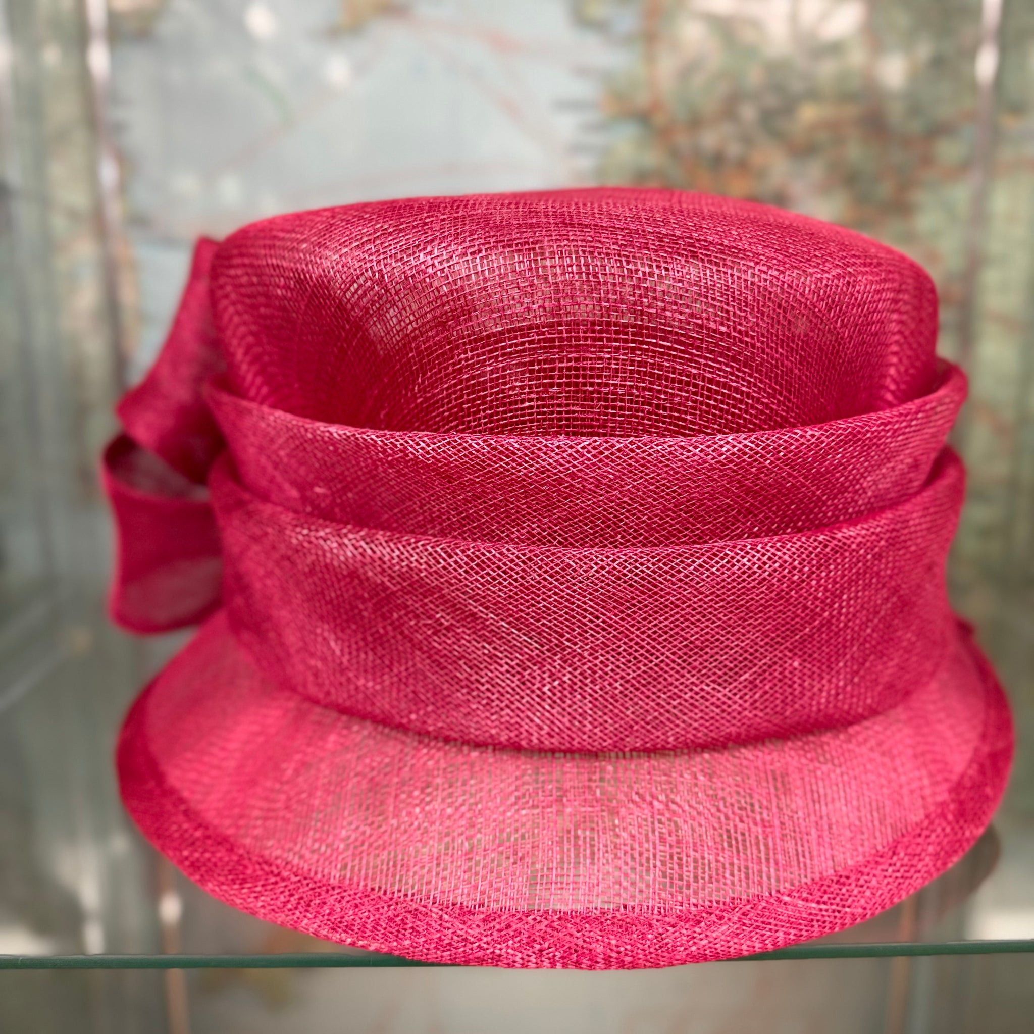 Belinda Short Brim Cerise Sinamay Hat