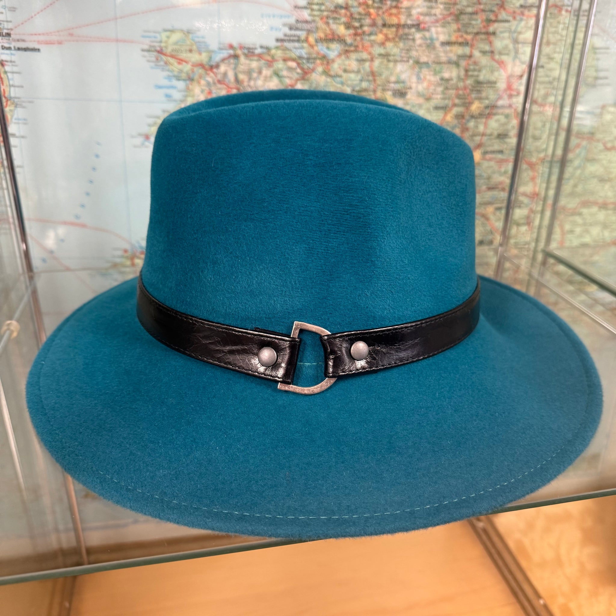 Turquoise Fur Felt Christie’s Fedora Hat (M)
