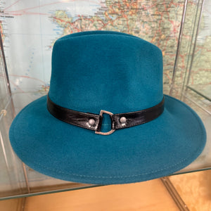 Turquoise Fur Felt Christie’s Fedora Hat (M)