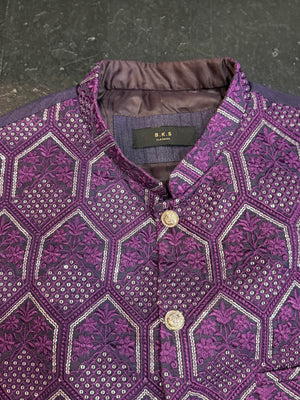 A Jacob Sequinned Purple & Silver Mandarin Jacket
