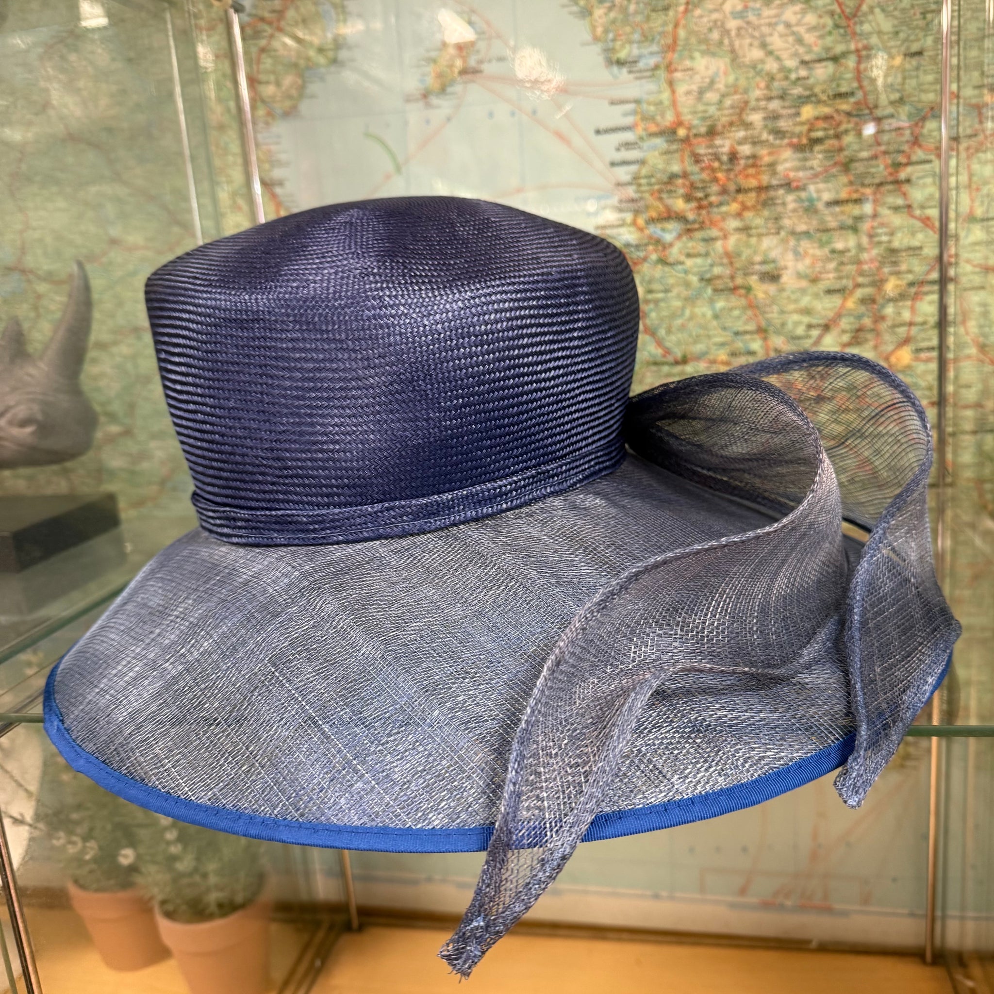 Wide Brim Blue Sinamay Zarah Hat