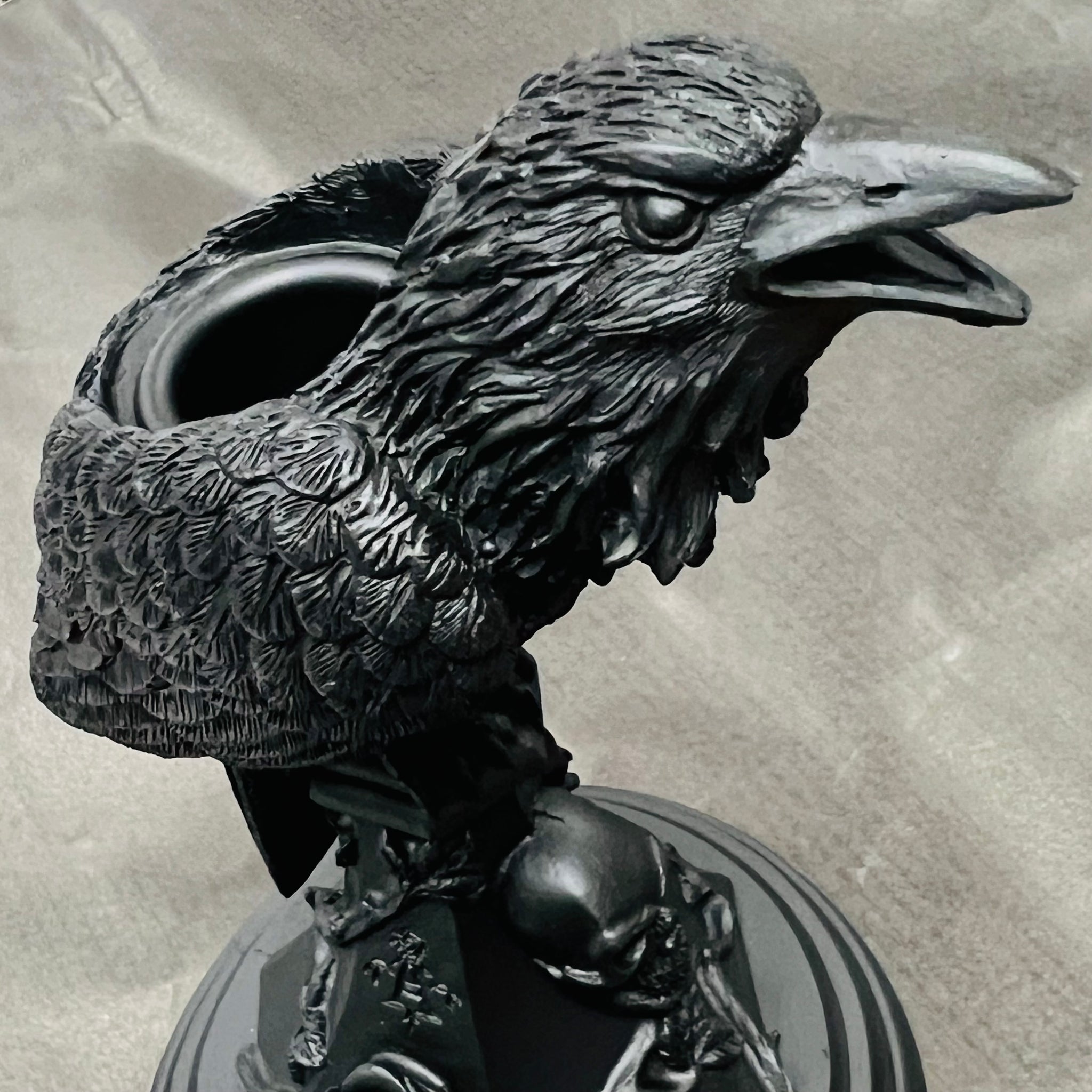 Poe’s Raven Candlestick With Skull & Roses