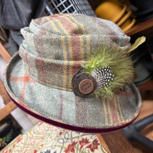 Catriona Tweed Cloche Hat With Feather Corsage