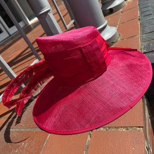 Vanessa Large Sinamay Hat With Bow and Two Ostrich Feathers