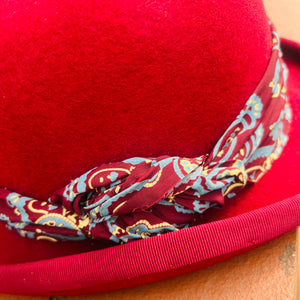 Unique Burgundy Bowler with Fancy Band