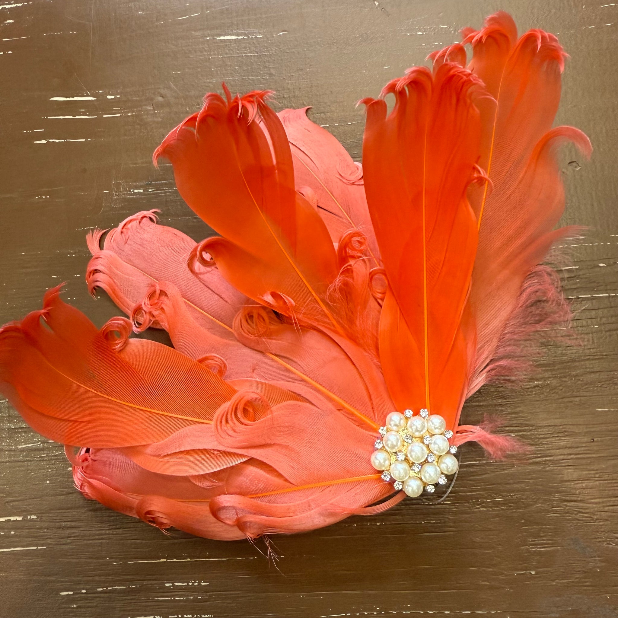 Vanessa Feather & Pearl Hair Clip