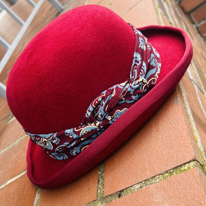 Unique Burgundy Bowler with Fancy Band