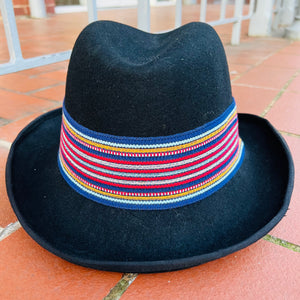 Black Wool Homburg With Striped Band