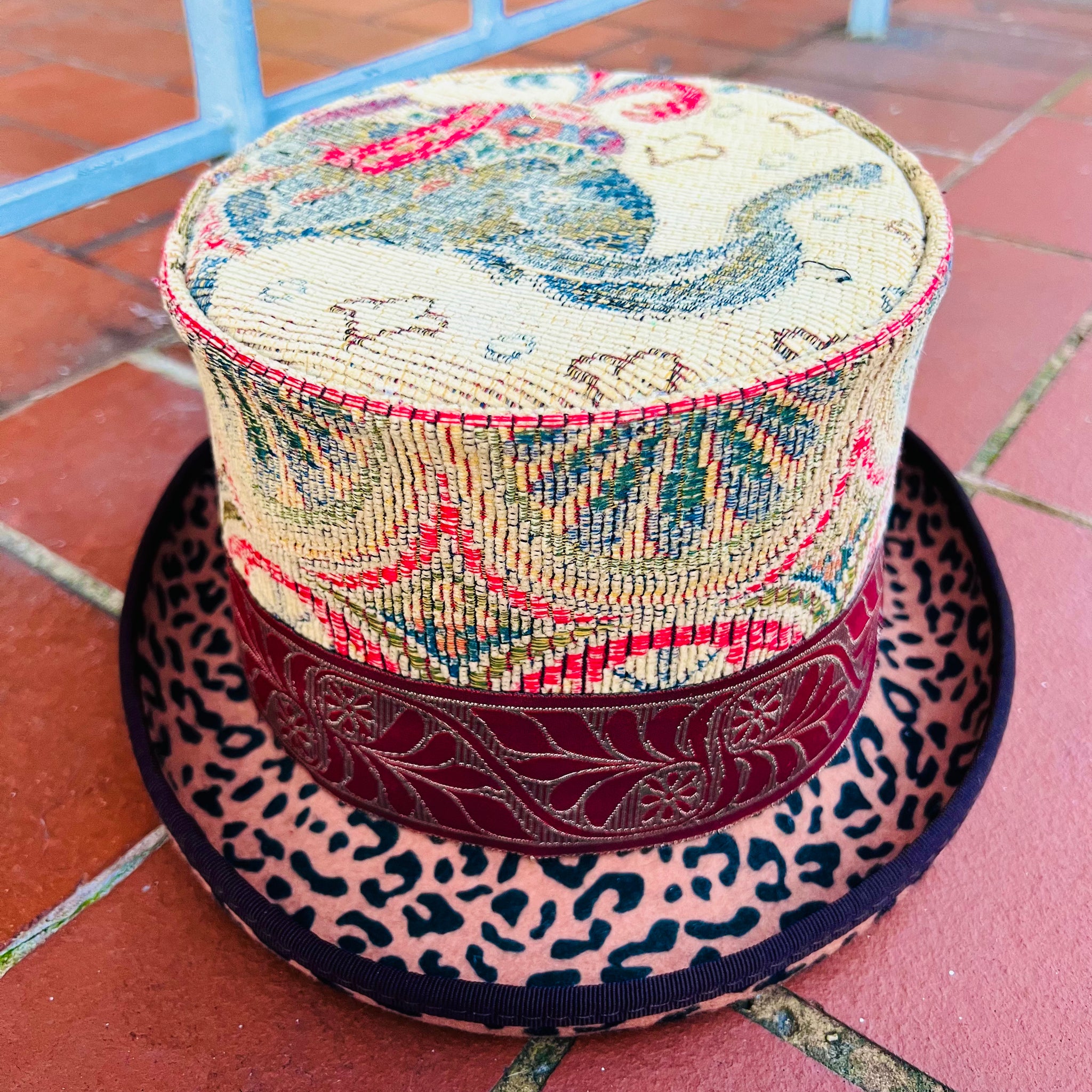 Unique Leopard & Elephant Tapestry Top Hat