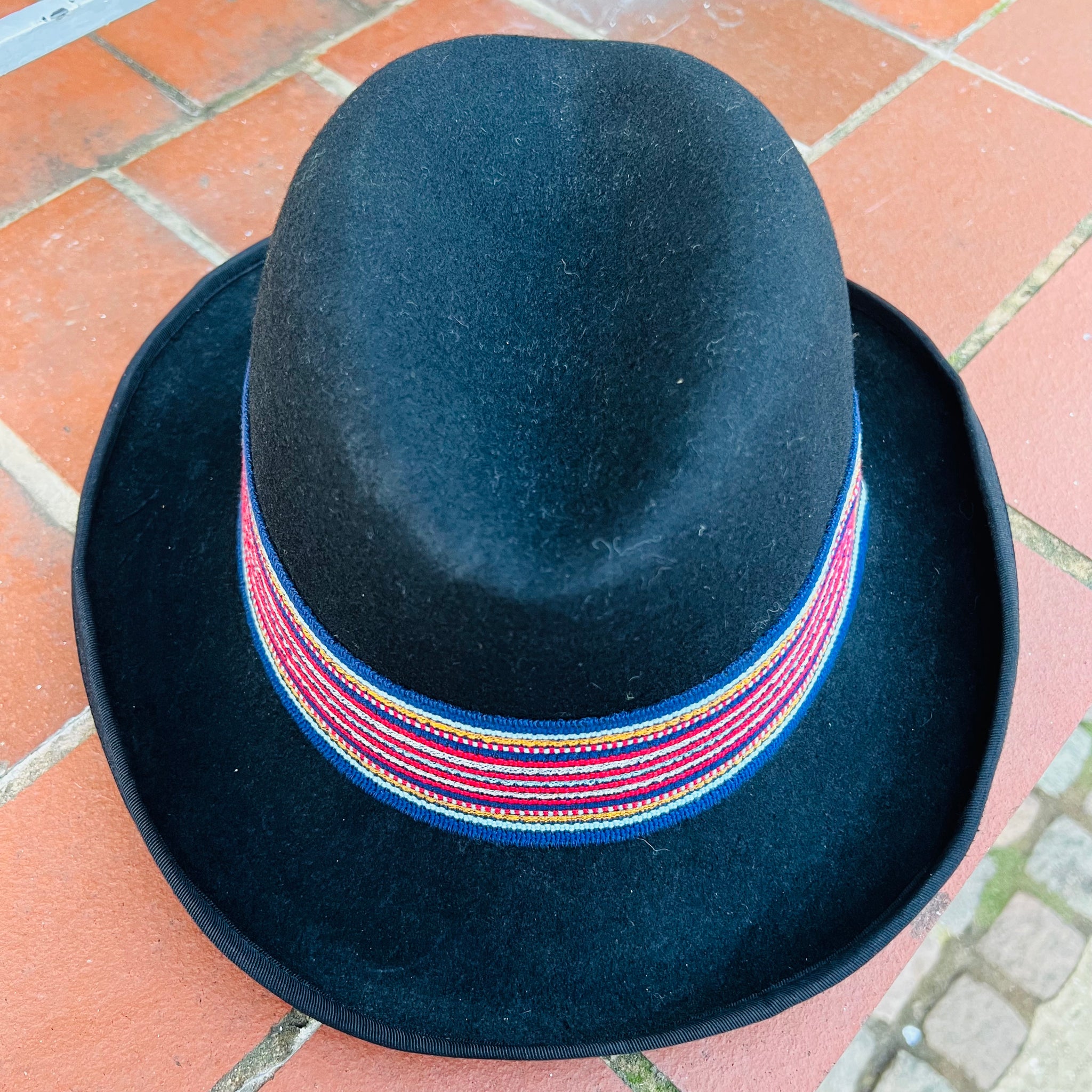 Black Wool Homburg With Striped Band