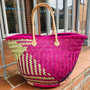 Jules Round French Basket Turquoise/Cerise