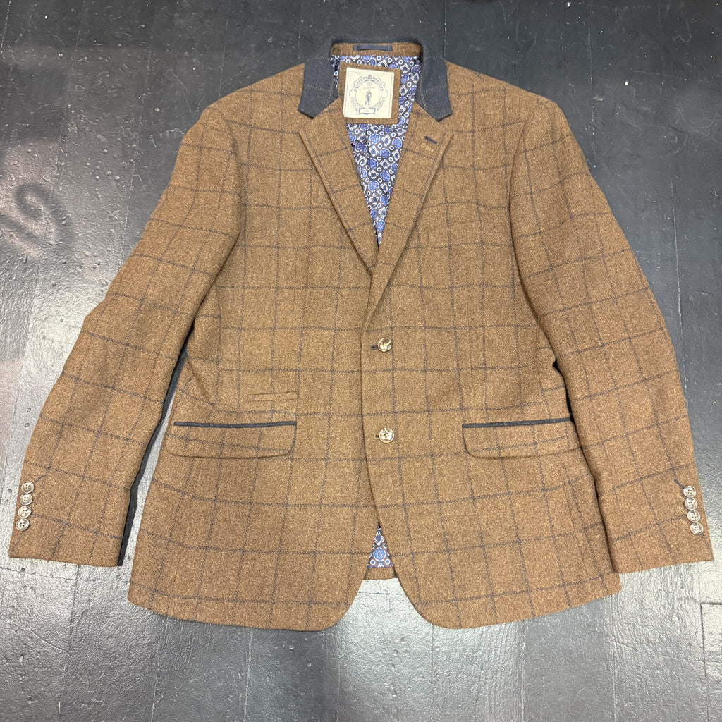 Brown windowpane Check Jacket 46R