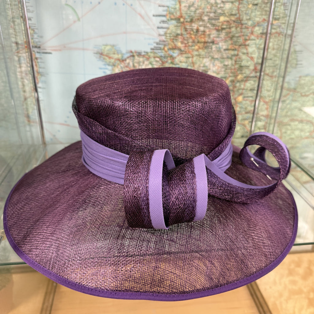 Purple Sinamay Special Occasion Hat With Lilac Band