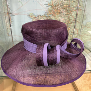 Purple Sinamay Special Occasion Hat With Lilac Band