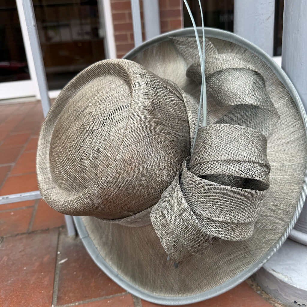 Olive Preloved Large Sinamay Hat with Quills