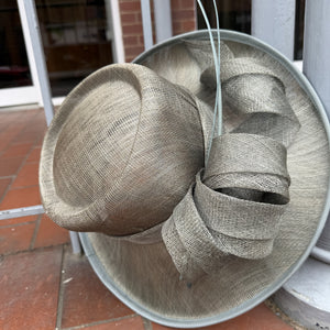 Olive Preloved Large Sinamay Hat with Quills