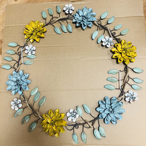 Large Round  Handmade Metal Daisy Wreath