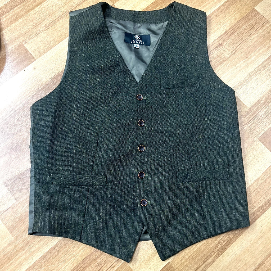 Brown Wool Mix Waistcoat by Alexander Dobell