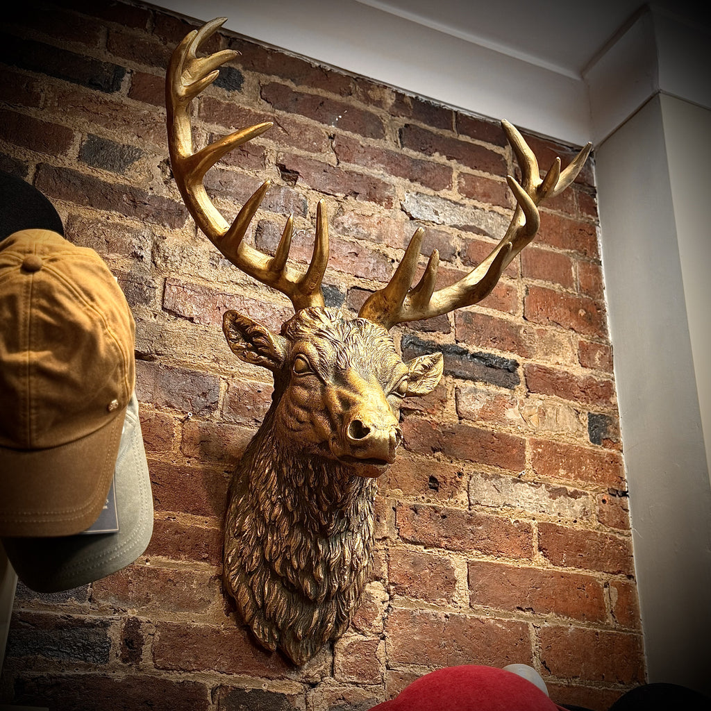 Large Antique Gold Stag Head Wall Hanging