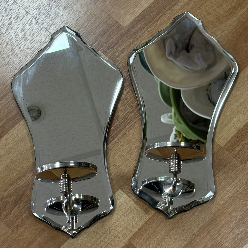 Pair of Mirrored Vintage Style Candle Sconces