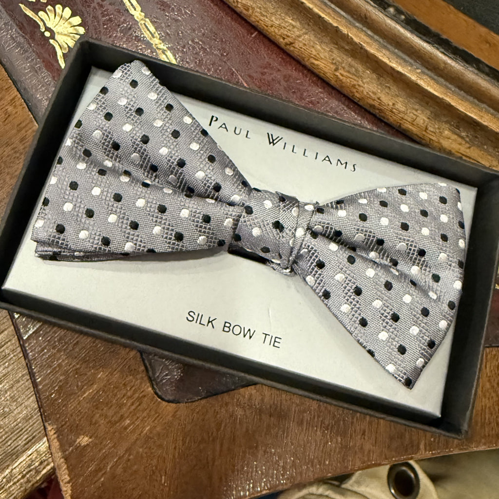 Silk Bow Tie - Grey Spotty