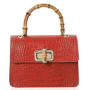 Tammy Leather Box Cross Body Bamboo Grab Bag