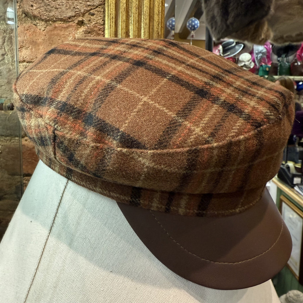 Meryll Mixed Wool Check Captains Cap