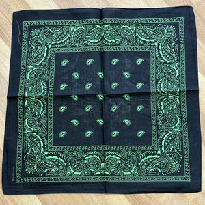 Square Black/Green Paisley Bandana