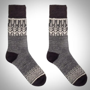 Yule-Charcoal Merino Wool Nordic Socks