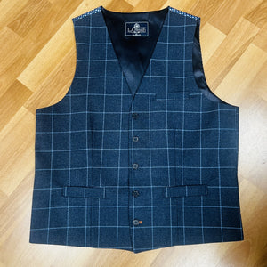 Waistcoat - Navy Windowpane Check 42R