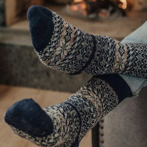 Sigrid-Navy Merino Wool Nordic Socks