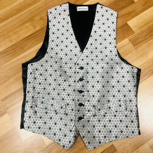 Waistcoat - Silver Satin Fleur De Lys Design (Large)