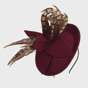 Fernley Felted Disc Fascinator With Decorative Feathers