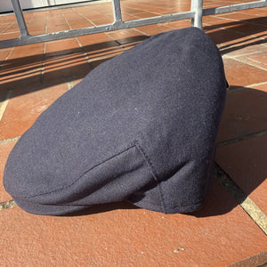 Cheshire Navy Linen Flat Cap