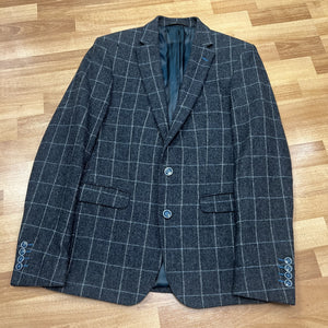 Remus Uomo Grey Windowpane Wool Jacket