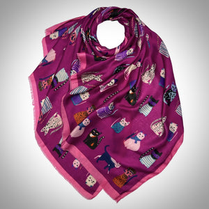 Fifi Cat Print Lightweight Scarf