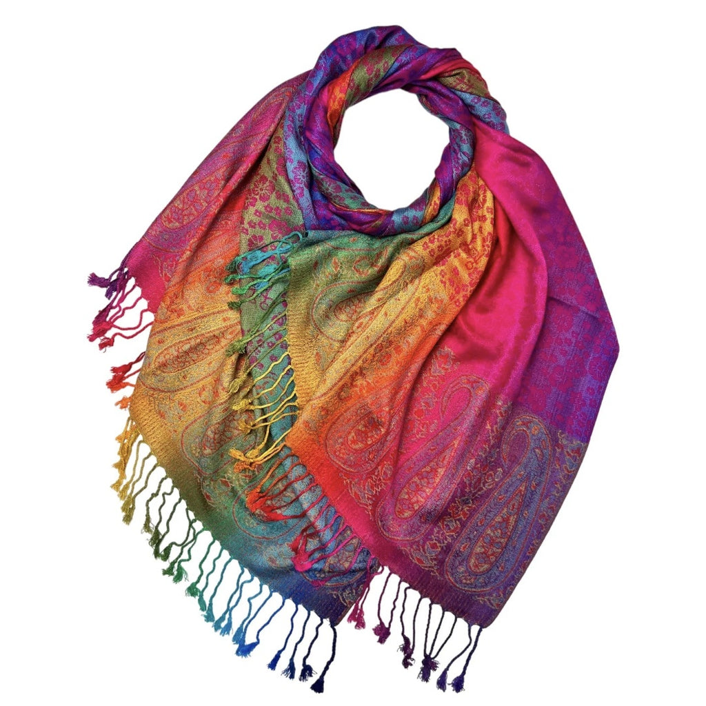 Sakura Rainbow Fringed Pashmina