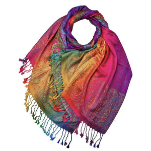 Sakura Rainbow Fringed Pashmina