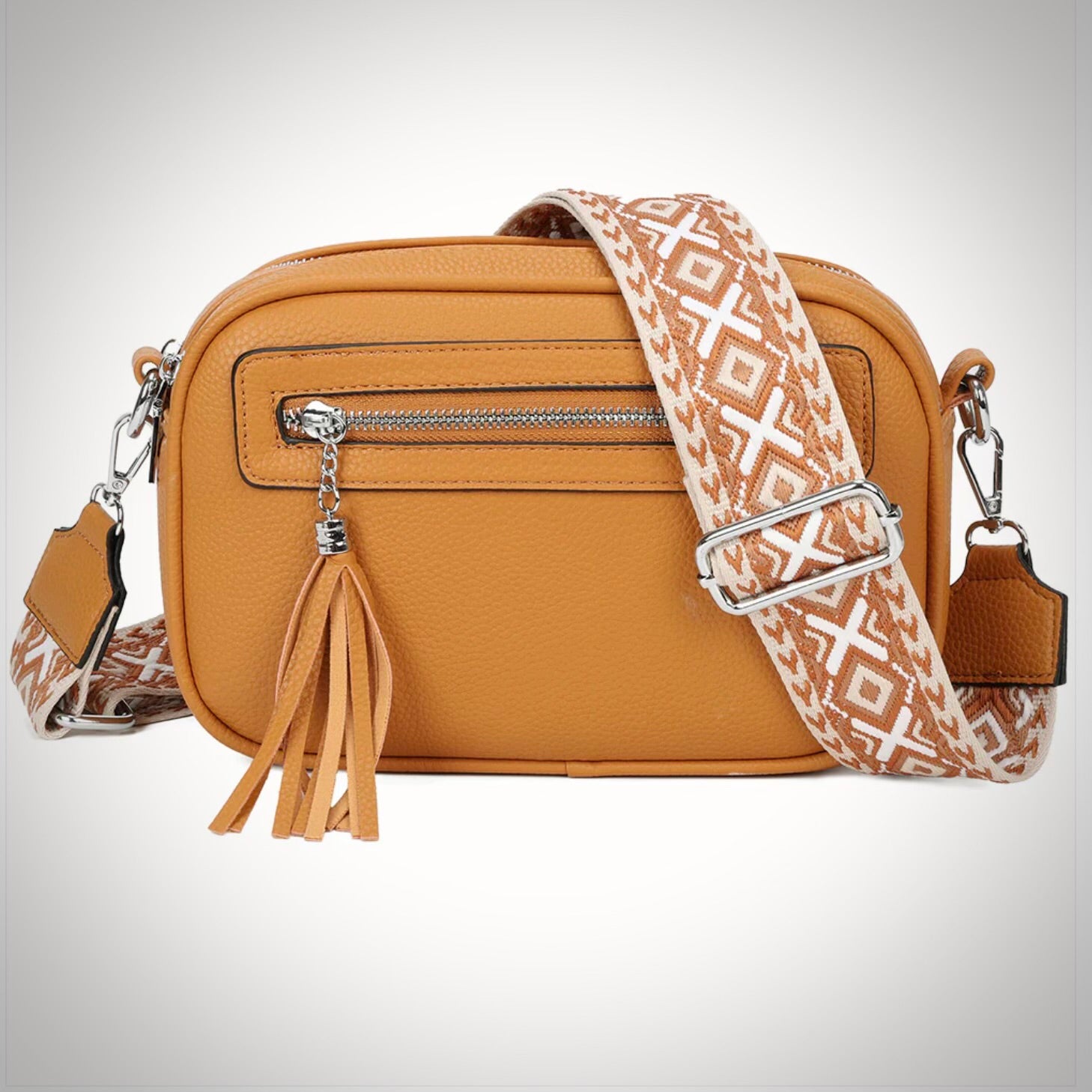 Double Zip Camera Bag With Front Tassel