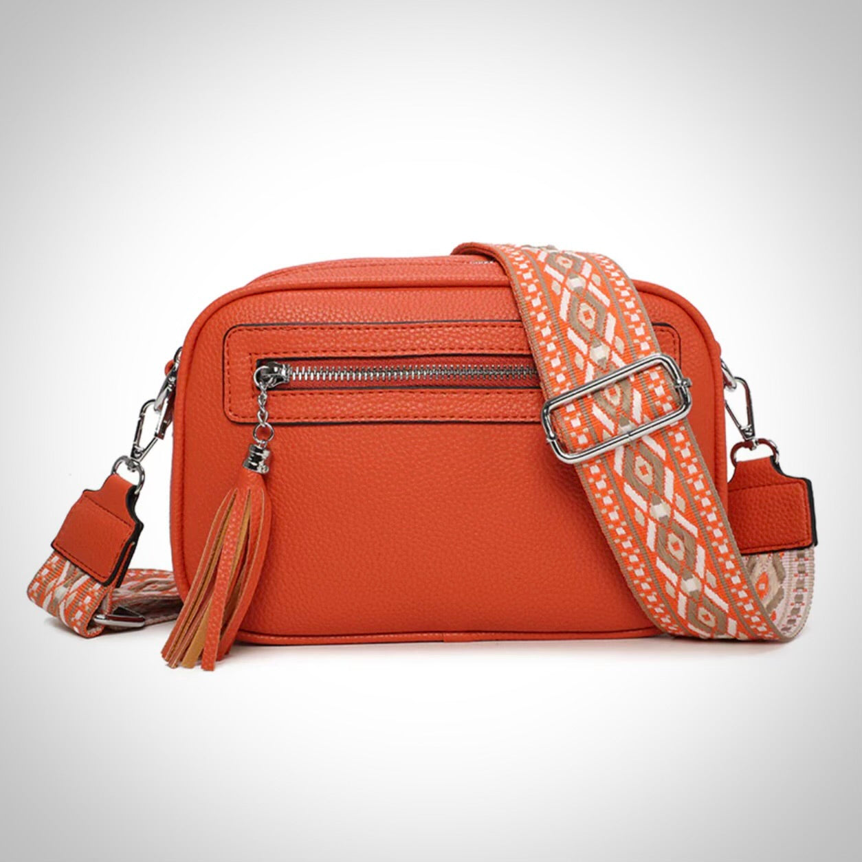 Double Zip Camera Bag With Front Tassel