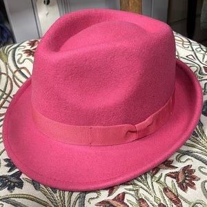 Pink Wool Trilby Hat