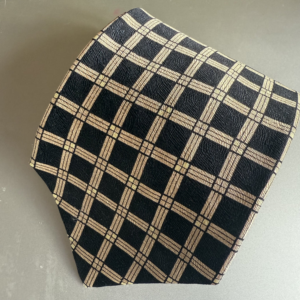 Silk Black and Gold Check Tie