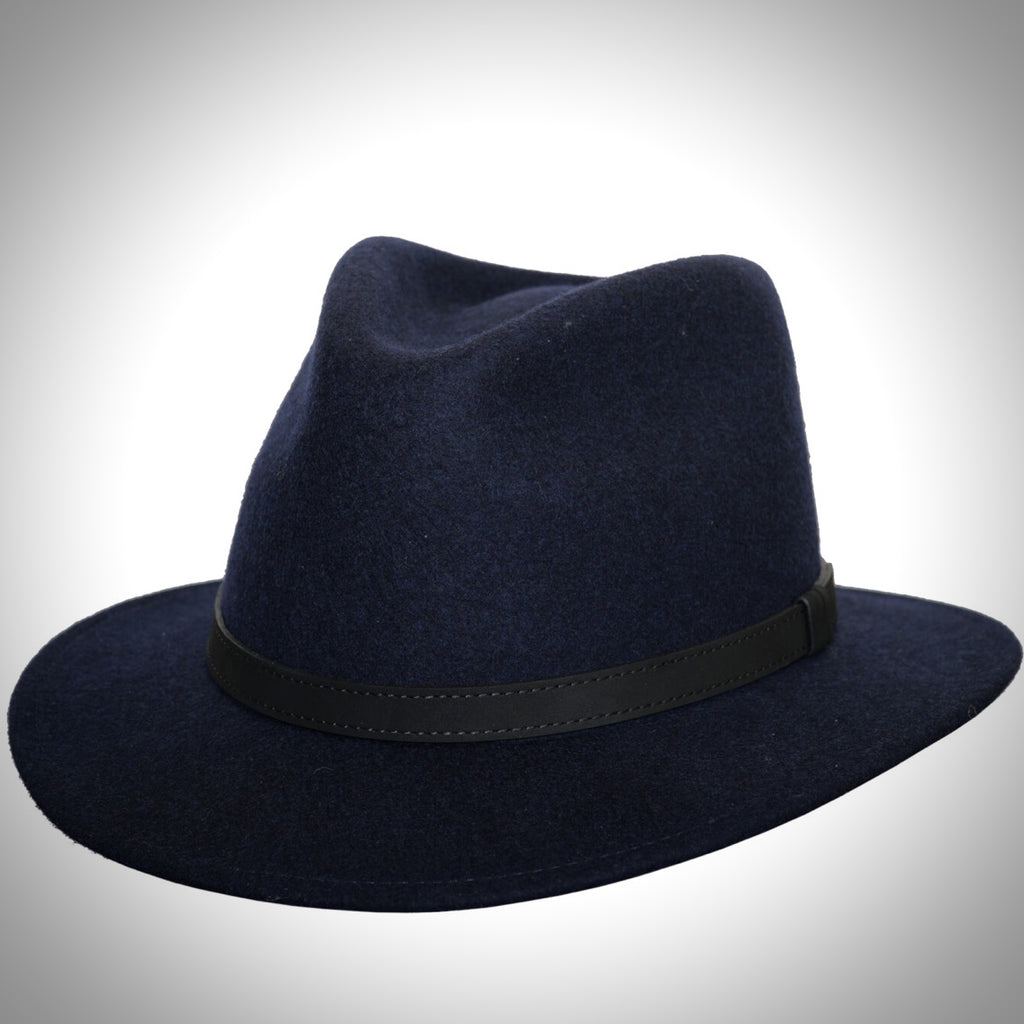 Tobias Navy Mixed Wool Fedora Hat