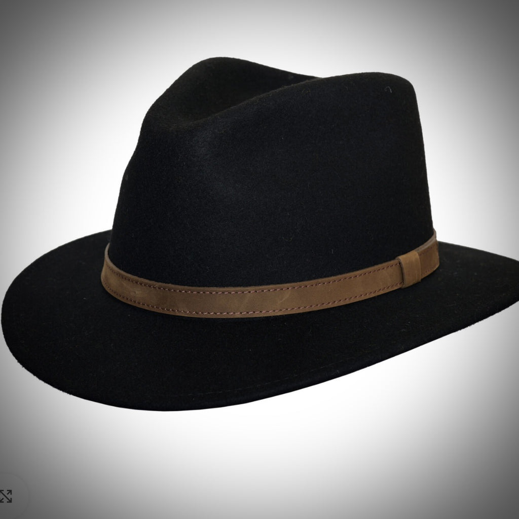 Jarrod Black Mixed Wool Fedora Hat